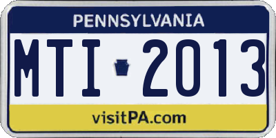 PA license plate MTI2013