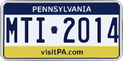 PA license plate MTI2014
