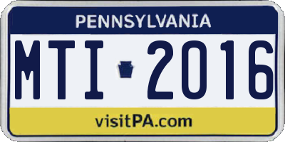 PA license plate MTI2016