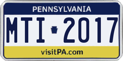 PA license plate MTI2017