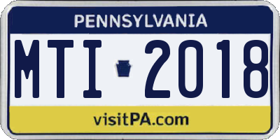 PA license plate MTI2018