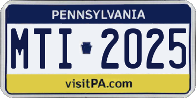 PA license plate MTI2025