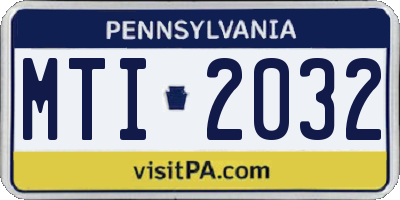 PA license plate MTI2032