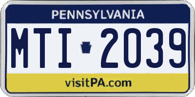 PA license plate MTI2039