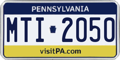 PA license plate MTI2050
