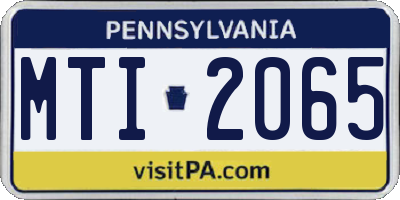 PA license plate MTI2065