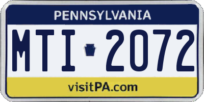 PA license plate MTI2072