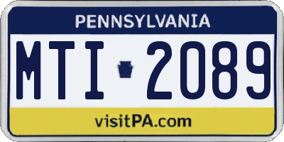 PA license plate MTI2089