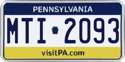 PA license plate MTI2093