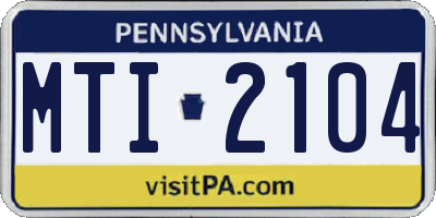 PA license plate MTI2104