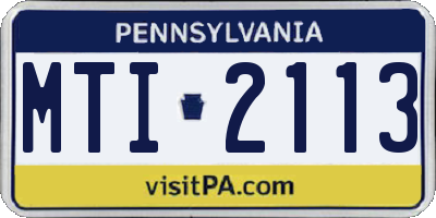 PA license plate MTI2113