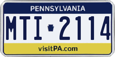 PA license plate MTI2114