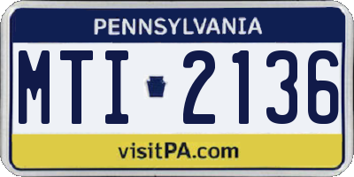 PA license plate MTI2136