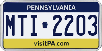 PA license plate MTI2203
