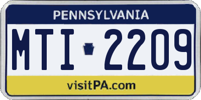 PA license plate MTI2209