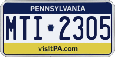 PA license plate MTI2305