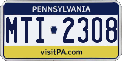 PA license plate MTI2308