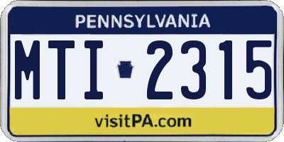 PA license plate MTI2315
