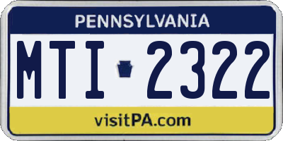 PA license plate MTI2322