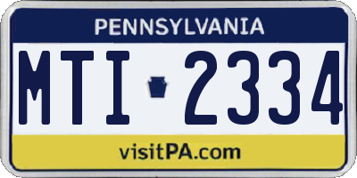 PA license plate MTI2334