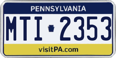 PA license plate MTI2353