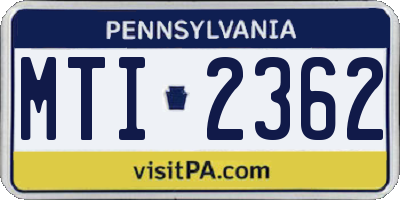 PA license plate MTI2362