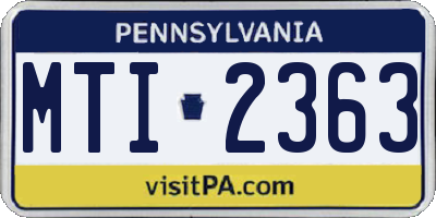 PA license plate MTI2363