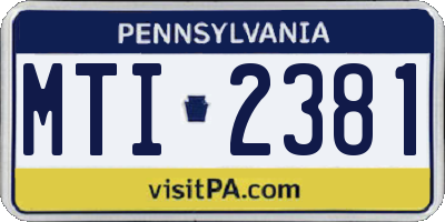 PA license plate MTI2381