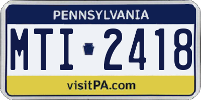 PA license plate MTI2418