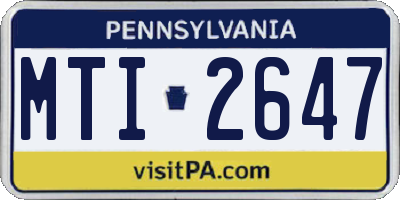 PA license plate MTI2647
