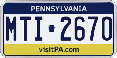 PA license plate MTI2670