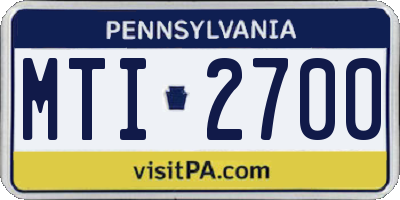 PA license plate MTI2700