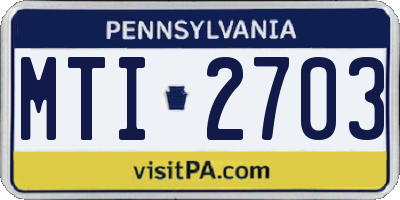 PA license plate MTI2703