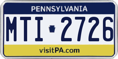 PA license plate MTI2726
