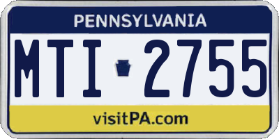 PA license plate MTI2755