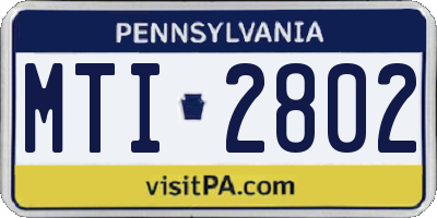 PA license plate MTI2802