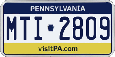 PA license plate MTI2809