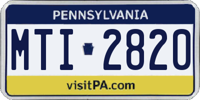 PA license plate MTI2820