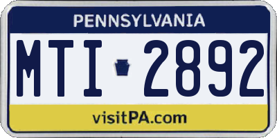 PA license plate MTI2892