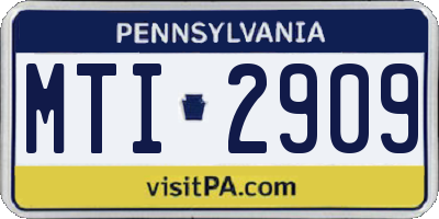 PA license plate MTI2909