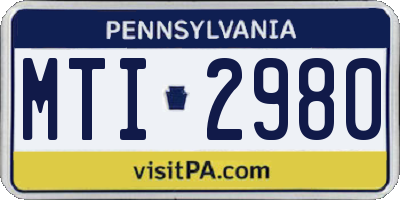 PA license plate MTI2980