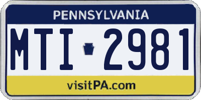PA license plate MTI2981