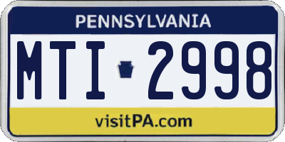 PA license plate MTI2998