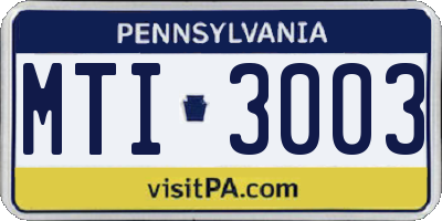 PA license plate MTI3003