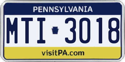 PA license plate MTI3018
