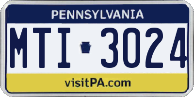 PA license plate MTI3024