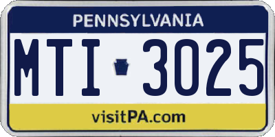 PA license plate MTI3025