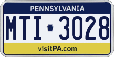 PA license plate MTI3028