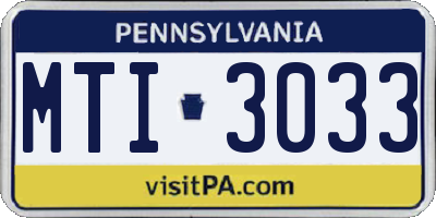 PA license plate MTI3033