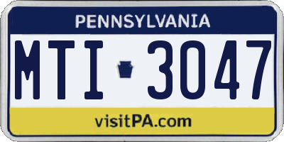PA license plate MTI3047